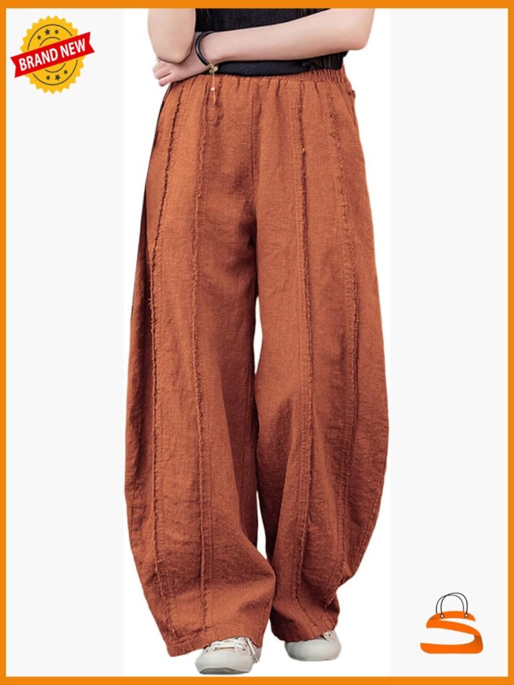 Linen Harem Pants Wide Leg Raw Frayed Patchwork Boho Lounge Trousers